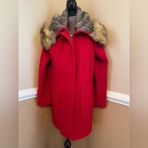 Vince Camuto Red Coat with faux fur hood